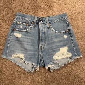 Levi's Blue Distressed Jean Shorts